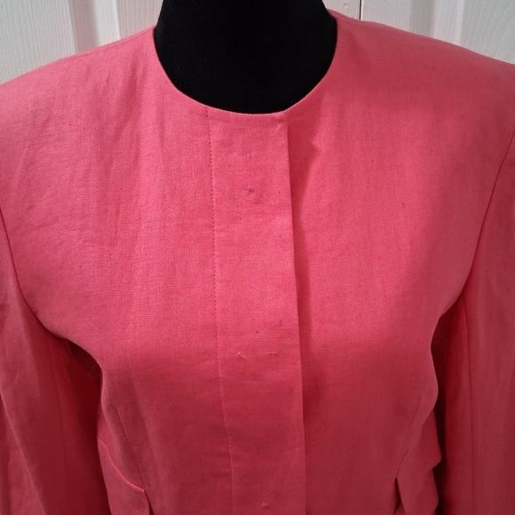 Albert Nipon Boutique Bright Pink 100% Linen Blazer  Size 8 - Picture 2 of 11